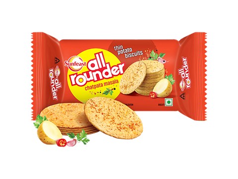 Sunfeast All Rounder, Thin, Light & Crunchy Potato Biscuit With Chatpata Masala Flavour, 75 g