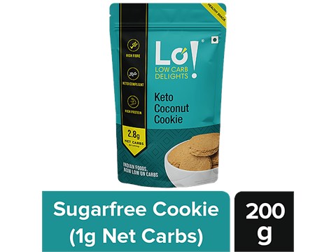 LO! Keto Coconut Cookies - No Added Sugar, High Protein, Low Carb Healthy Snack, 200 g