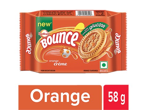 Sunfeast Bounce Orange Creme Biscuits, 58 g