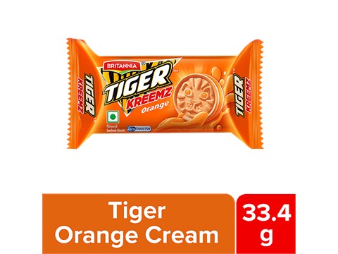 Britannia Tiger Kreemz Orange Flavoured Sandwich Biscuits, 33.4 g