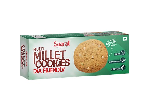 Saaral Multi Millet Cookies - Dia Friendly, No Added Sugar & Maida, 100 g