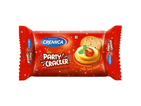 Cremica Party Cracker - Plain Salty Biscuit, Crispy, Light, Crunchy, 50 g