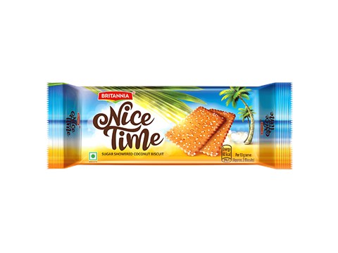 Britannia Nice Time Sugar Showered Coconut Biscuit, 136.5 g