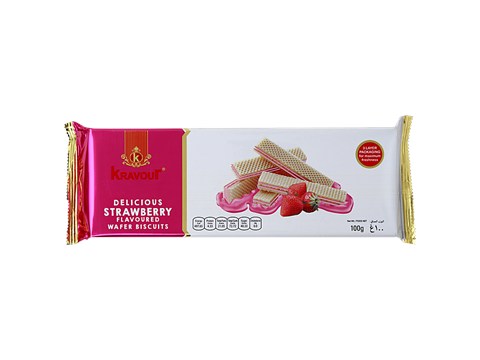 Kravour Strawberry Flavoured Wafer Biscuits, 100 g