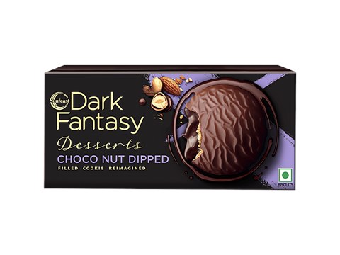 Sunfeast Dark Fantasy Choco Nut Dipped Cookie - Choco Filled With Hazelnuts, 100 g