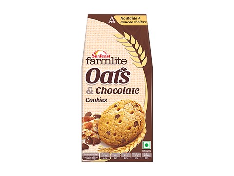Sunfeast Farmlite Biscuit - Cookies - Oats & Chocolate, 150 g