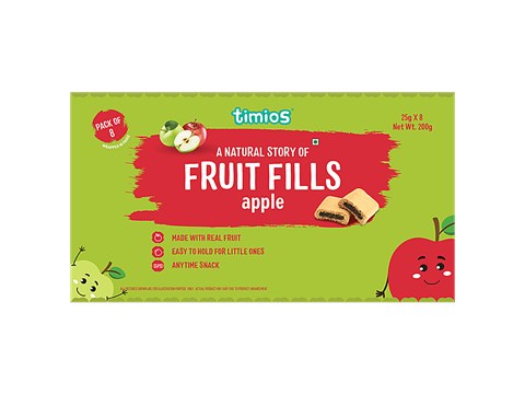 Timios Fruit Fills - Apple Flavour, Made With Healthy, Nutritious Ingredients, Soft, 8 pcs