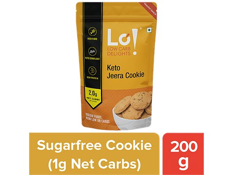 LO! Keto Jeera Cookies - No Added Sugar, High Protein, Low Carb Healthy Snack, 200 g
