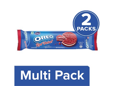 Cadbury Oreo Red Velvet Sandwich Biscuit - Limited Edition, Yummy Treat, 2x120 g