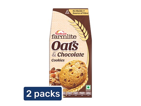 Sunfeast Farmlite Biscuit - Oats And Chocolate, 2x150 g