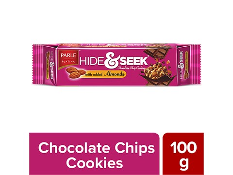 Parle Platina Hide & Seek Choco Chip Cookies With Chocolate & Almonds, 100 g