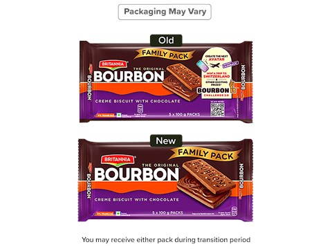 Britannia The Original Bourbon Creme Biscuit - With Chocolate, 500 g
