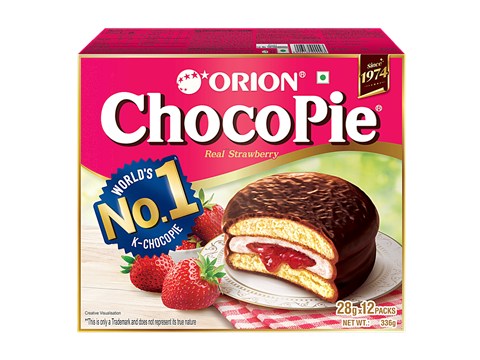 Orion Strawberry Choco Pie With Free Korean Tattoo Inside, 336 g