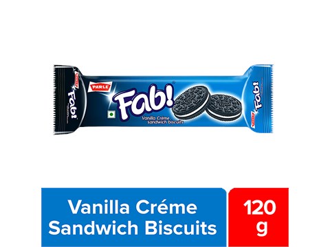 Parle Fab VanillaCreme Sandwich Biscuits, 120 g