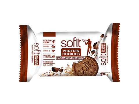 Sofit  Protein Cookies - Natural Cocoa & Flaxseeds, 75 g