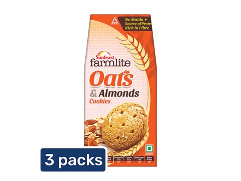 Sunfeast Farmlite Biscuit - Oats & Almonds, 3x150 g