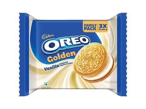 Cadbury Oreo Golden Vanilla Flavour Cookie & Creme Sandwich Biscuit, 91.85 g