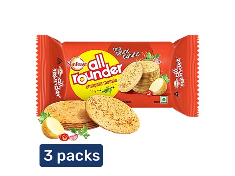 Sunfeast All Rounder - Thin, Light & Crunchy Potato Biscuit With Chatpata Masala Flavour, 75 g
