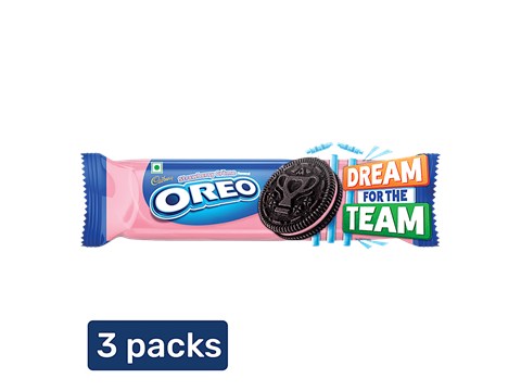 Cadbury Oreo Strawberry Flavour Creme Sandwich Biscuit, 3x108.55 g