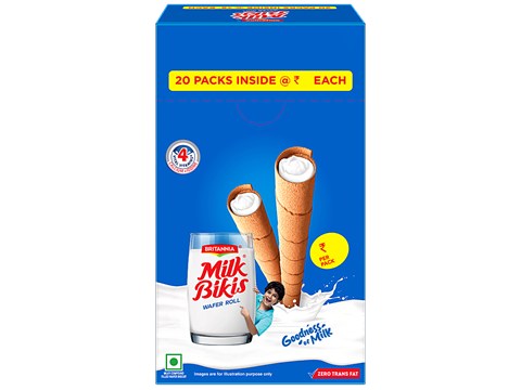 Britannia Milk Bikis Wafer Roll, 190 g