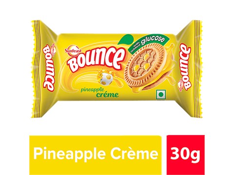 Sunfeast Bounce Biscuits- Pineapple Creme Cookies, 30 g
