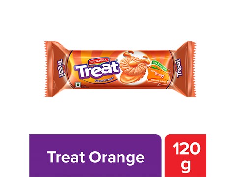 Britannia Treat Sandwich Biscuits - Osom Orange, 120 g