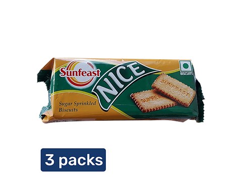 Sunfeast Nice - Sugar Sprinkled Biscuits, 3x142.8 g
