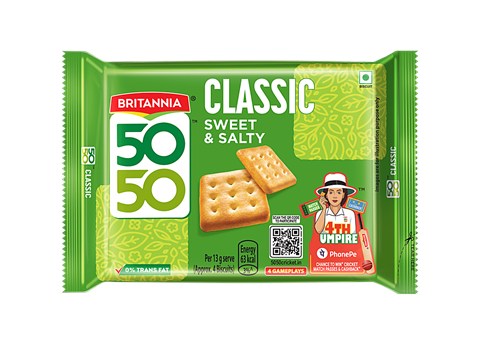 Britannia 50-50 Sweet & Salty Biscuits, 150 g