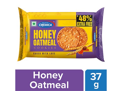 Cremica Honey Oatmeal Cookies - High In Protein & Dietary Fibre, 37 g