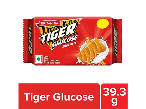 Britannia Tiger Glucose Biscuit - Crunchy Snack, 39.3 g