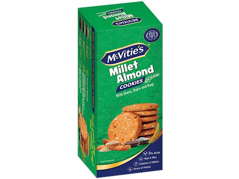 McVitie's Millet Almond Cookies - With Jowar, Bajra & Ragi, 73.6 g