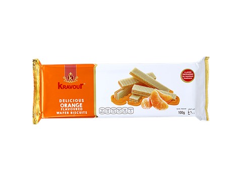 Kravour Orange Flavoured Wafer Biscuits, 100 g