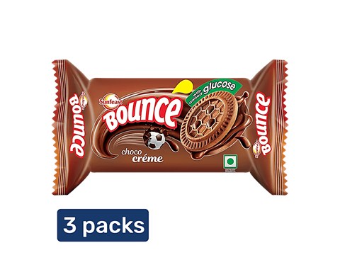 Sunfeast Bounce Biscuits - Choco Creme Cookies, 3x30 g
