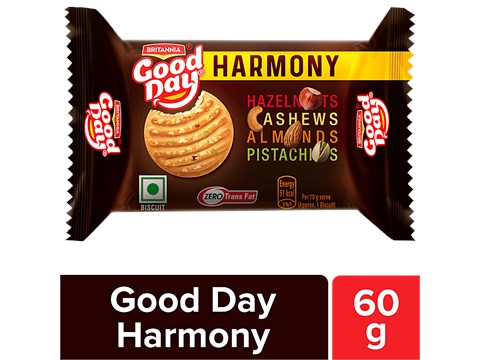 Britannia Good Day Harmony Biscuit - Crunchy, Zero Trans Fat, 60 g
