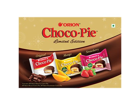 Orion Assorted Choco-Pie Festive Gift Pack - Original, Mango & Strawberry Flavours, 168 g