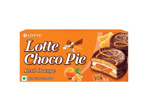 Lotte Choco Pie - Real Orange, With Rich Marshmallow, 28 g