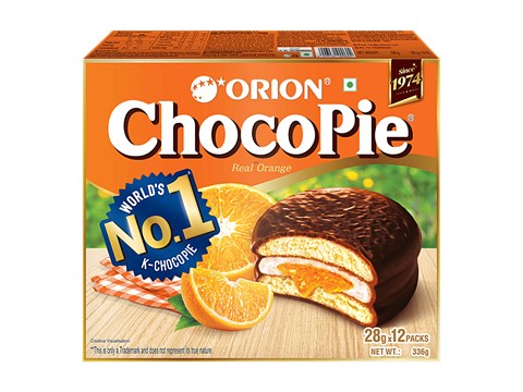 Orion Chocopie - Centre-filled Biscuit, Orange, 28 g