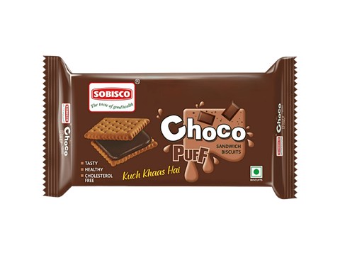 Sobisco Choco Puff Sandwich Cream Biscuits, 125 g