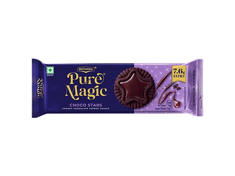 Britannia Pure Magic Choco Stars - Chunky Choco Topped Cookie, 76.5 g