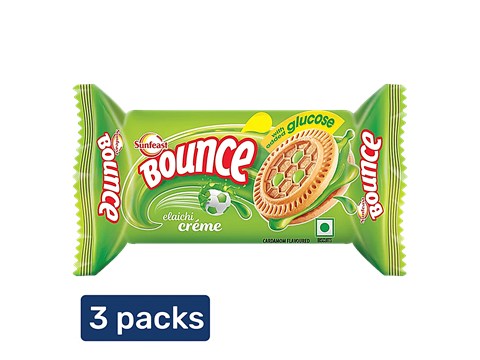 Sunfeast Bounce Biscuits - Elaichi Creme Cookies, 3x30 g