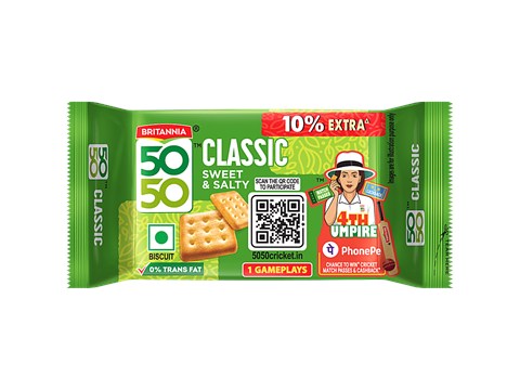 Britannia 50-50 Classic Sweet & Salty Biscuits, 28.4 g