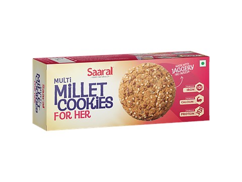 Saaral Multi Millet Cookies - No Maida, Made With Jaggery, For Her, 100 g