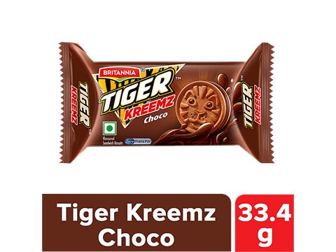 Britannia Tiger Kreemz Choco Flavoured Sandwich Biscuits, 33.4 g