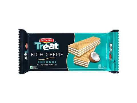 Britannia Treat Creme Coconut Flavoured Wafer Biscuits, 55 g