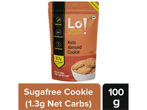 LO! Keto Almond Cookies - No Added Sugar, High Protein & Fibre, Low Carb, 100 g