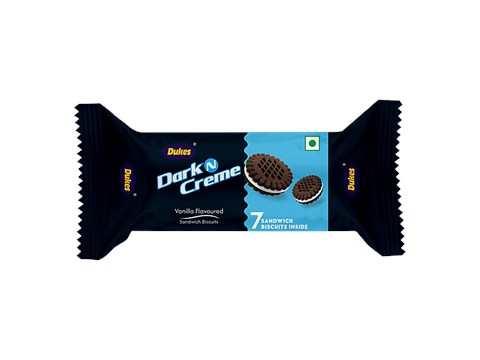 Dukes  Dark N Creme Vanilla Flavoured Sandwich Biscuits, 43.7 g
