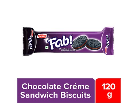 Parle Fab Chocolate Creme Sandwich Biscuits, 120 g