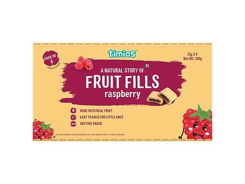 Timios Fruit Fills - Raspberry Flavour, Made With Healthy, Nutritious Ingredients, Soft, 200 g