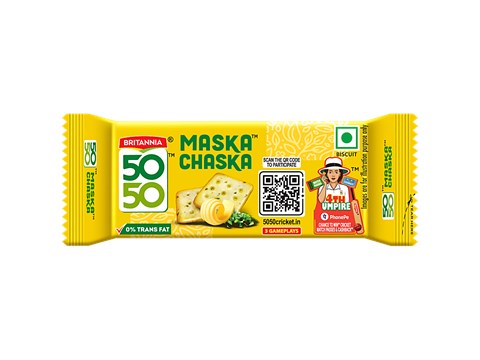 Britannia 50 50 Maska Chaska Salted Biscuits, 38 g