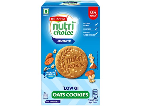 Britannia Nutrichoice Oats Cookies Diabetic Friendly, 6 x 25 g